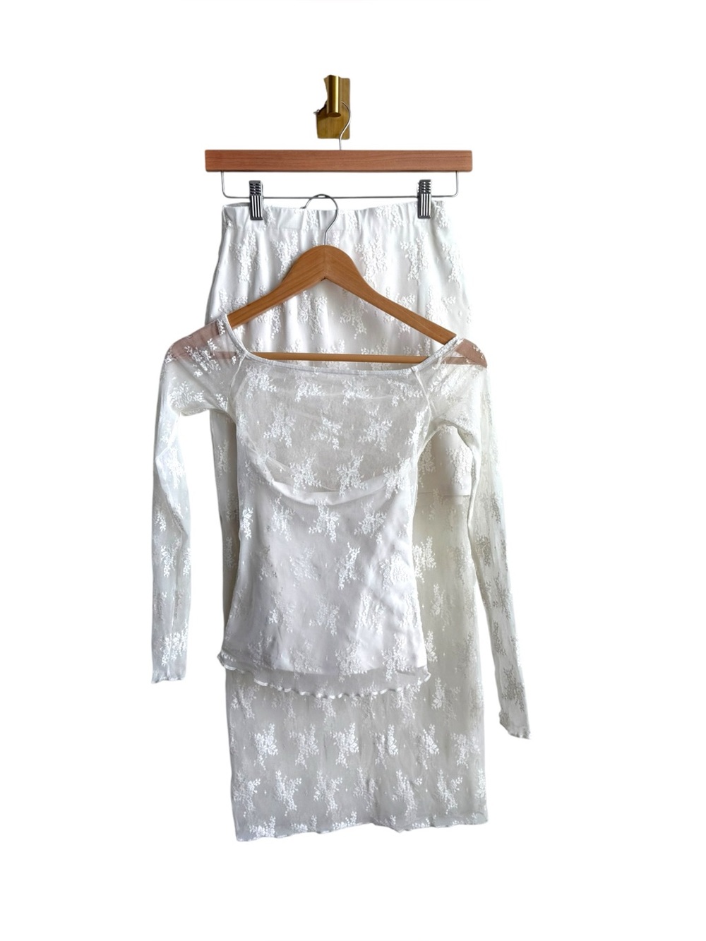 Abercrombie & Fitch Zoe Bra-Free Lace Top & Maxi Skirt 2 Piece Set XS